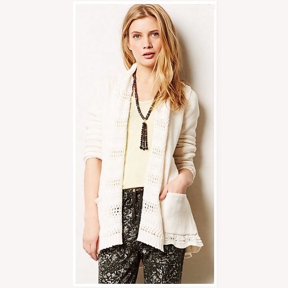 Anthropologie Angel Of The North Ivory Cardigan XS